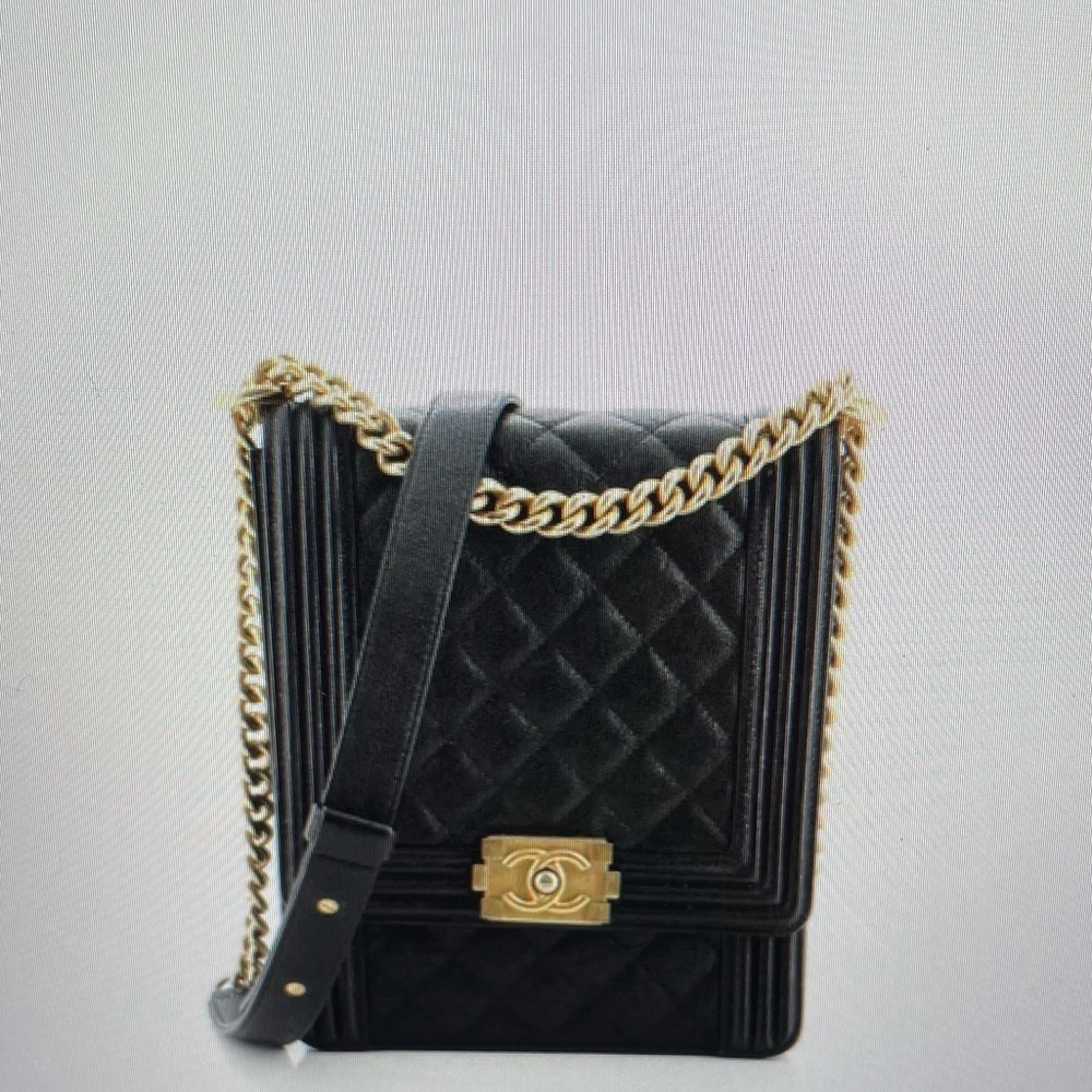 Chanel North South Boy Flap Bag Quilted Caviar Gem